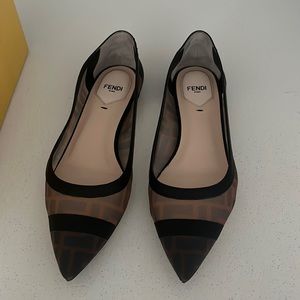 Fendi Colibri Mesh Logo Flats, size 6.5
